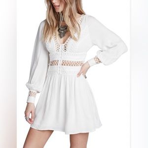 Free People White I Think I Love You Dress Sz 4